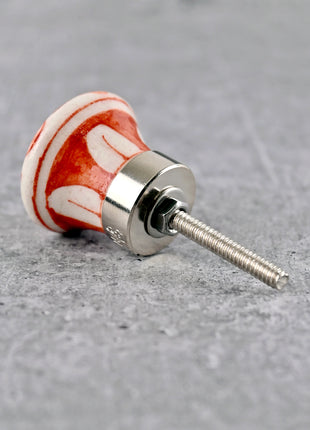 White Ceramic Blue Pottery Dresser Cabinet Knob with Brown Floral Print