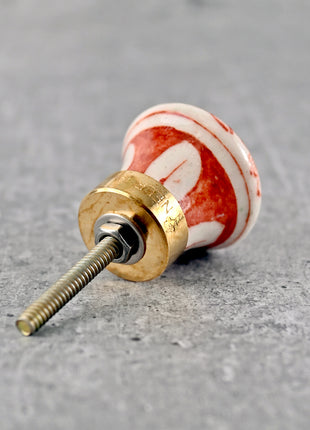 White Ceramic Blue Pottery Dresser Cabinet Knob with Brown Floral Print