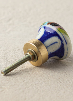 Stylish Multicolor Rainbow With Pink Star Ceramic Blue Pottery Door Knob