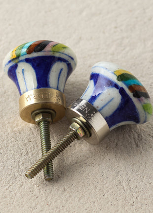 Stylish Multicolor Rainbow With Pink Star Ceramic Blue Pottery Door Knob