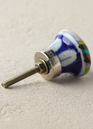 Stylish Multicolor Rainbow With Pink Star Ceramic Blue Pottery Door Knob