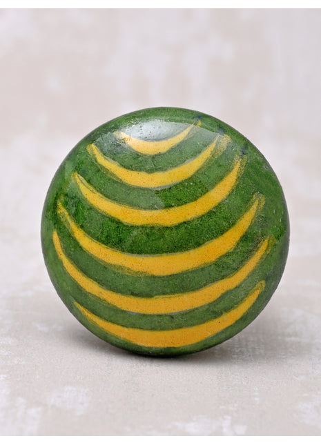 Green And Yellow Designer Ceramic Blue Pottery Drawer Knob