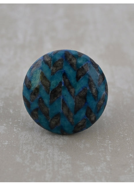 Turquoise & Black Blue Pottery Drawer Knob