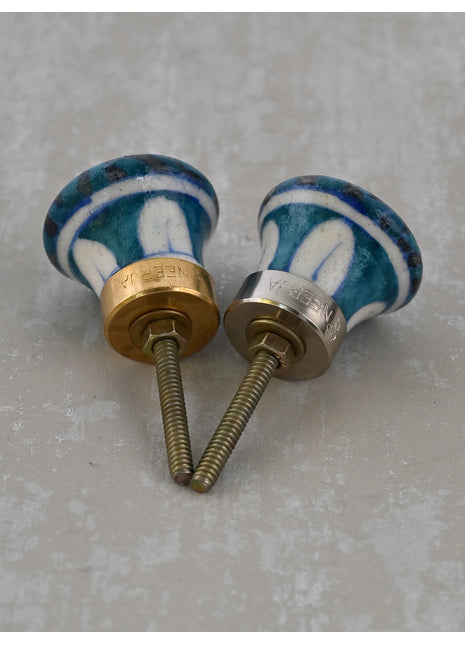 Turquoise & Black Blue Pottery Drawer Knob