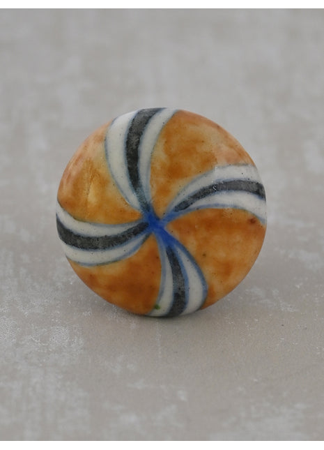 Yellow & Black Blue Pottery Drawer Knob