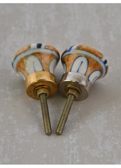 Yellow & Black Blue Pottery Drawer Knob