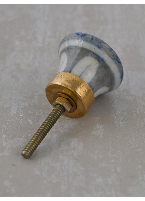 Gray & Blue Design Blue Pottery Drawer Knob