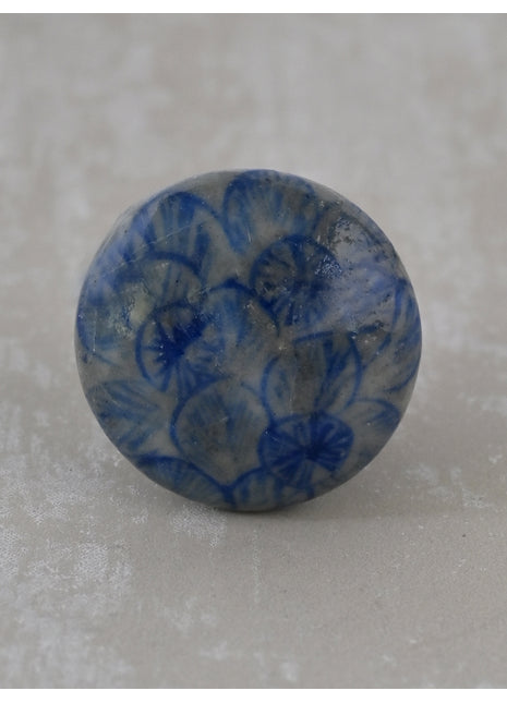 Gray & Blue Design Blue Pottery Drawer Knob