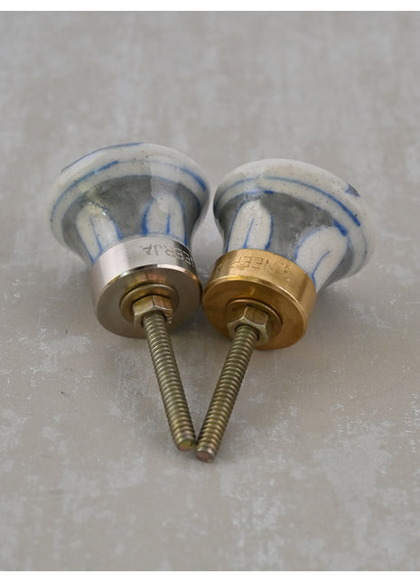 Handmade Gray & Blue Design Drawer Knob