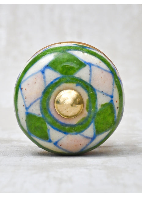 Pink & Green Beaded Knob