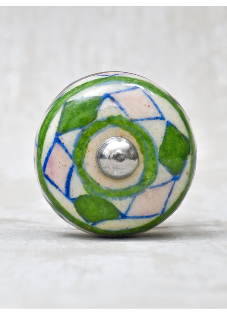 Pink & Green Beaded Knob