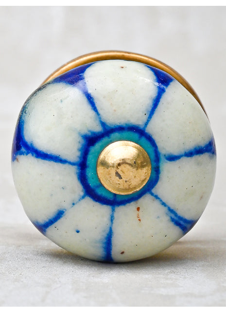 White Flower Beaded Knob