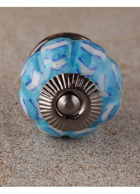 Turquoise And White Ceramic Bathroom Drawer Knob