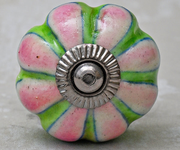 Green and Pink Ceramic Knob