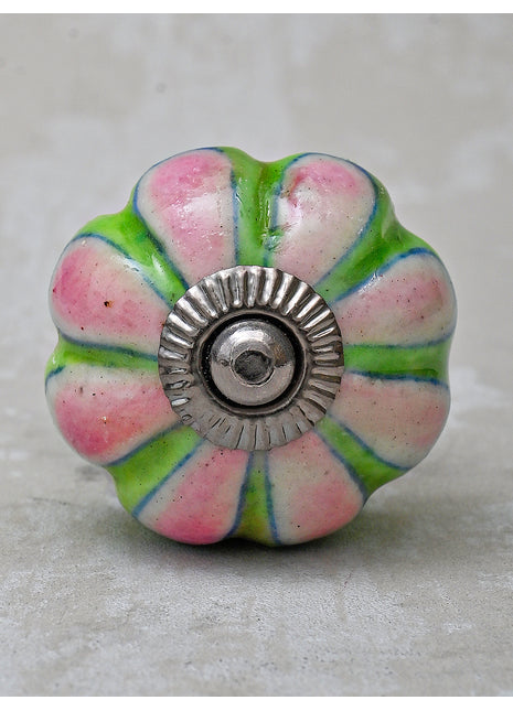 Green and Pink Ceramic Knob