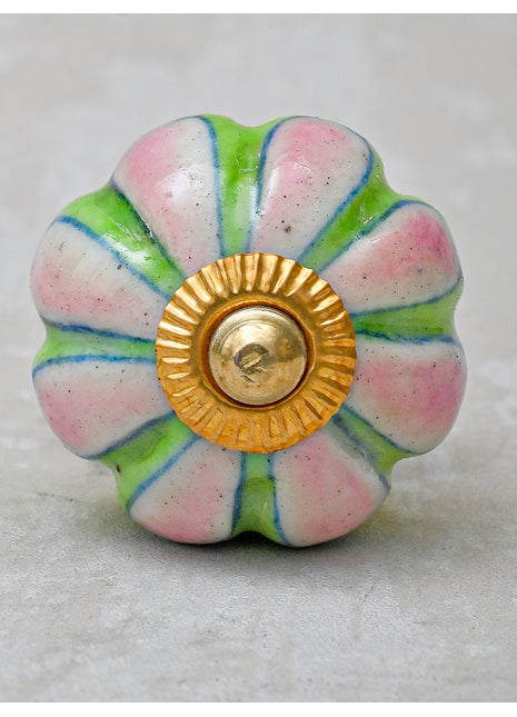 Green and Pink Ceramic Knob