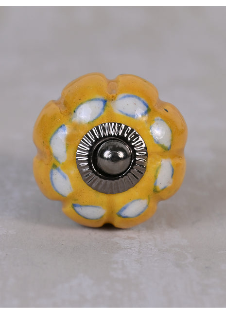 Vintage Yellow Melon Shaped Ceramic Wardrobe Cabinet Knob
