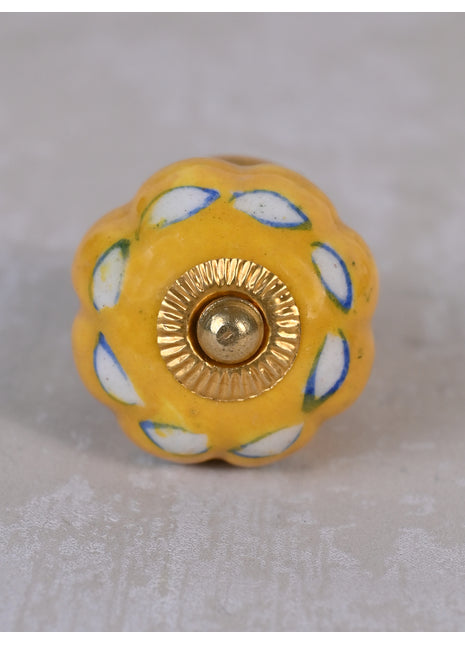 Vintage Yellow Melon Shaped Ceramic Wardrobe Cabinet Knob