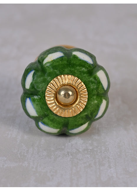 Vintage Green Melon Shaped Ceramic Wardrobe Cabinet Knob
