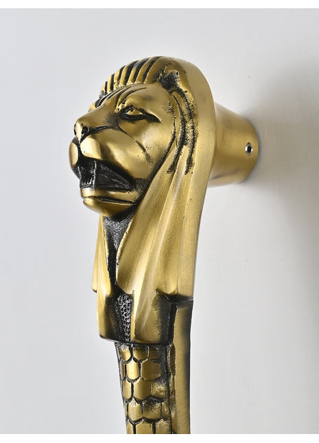 Lion Bearded Antique Brass Finished Door Handles - Vintage Style Cabinet Furniture Hardware
