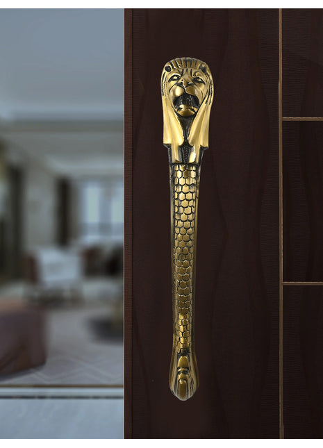Lion Bearded Antique Brass Finished Door Handles - Vintage Style Cabinet Furniture Hardware