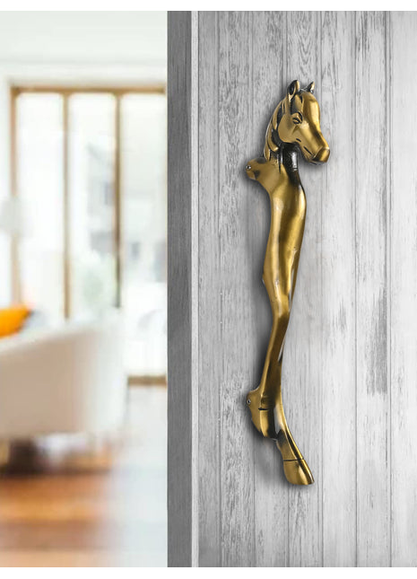 Horse Head Antique Brass Finished Door Handles - Vintage Style Cabinet Furniture Hardware