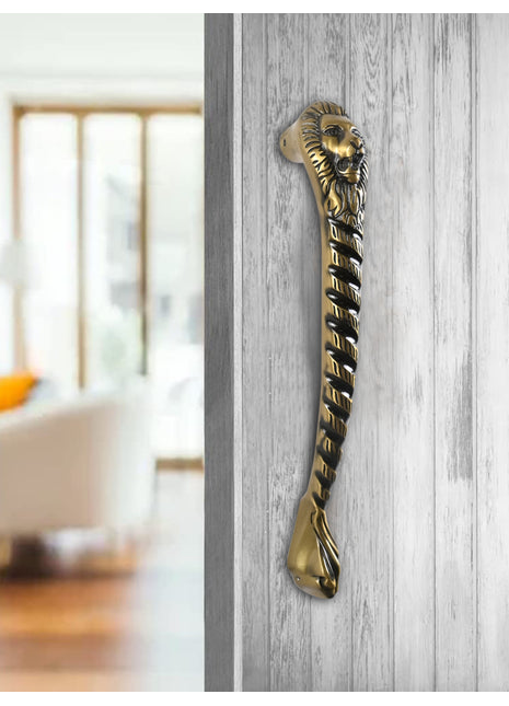 Lion Head Antique Brass Finished Door Handles - Vintage Style Cabinet Furniture Hardware