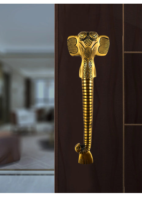 Lord Ganesha Antique Brass Finished Door Handles - Vintage Style Cabinet Furniture Hardware