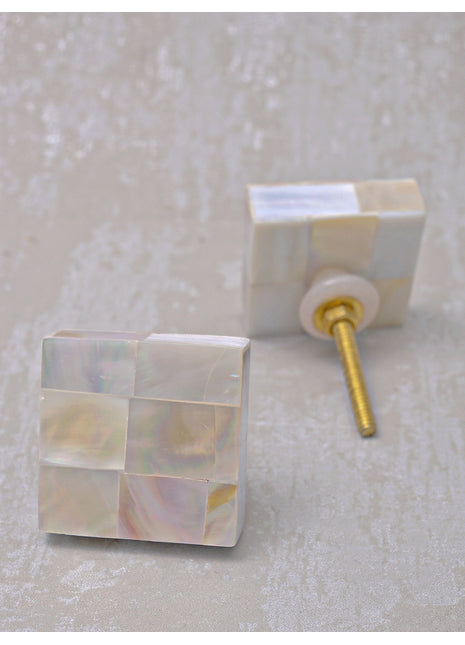 Square Shaped Mother Of Pearl Drawer Cabinet Knob