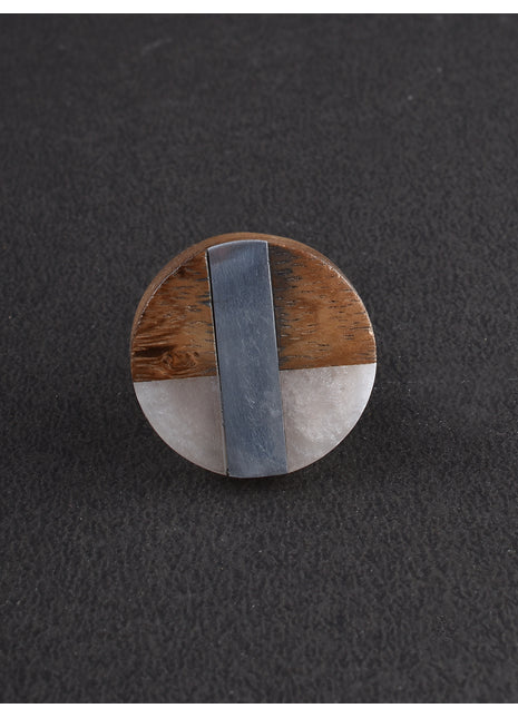 Vintage Tricolor Brown Brass And Wood Wardrobe Cabinet Knob