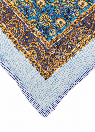 Hand Block Print Reversible Cotton Quilt – Double-Sided Floral Print Bedspread