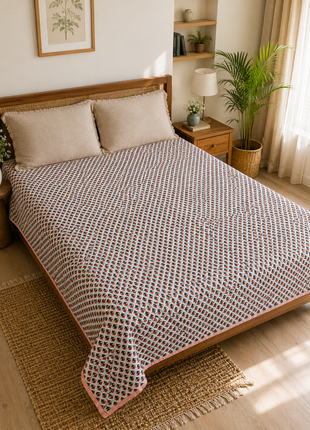 Reversible Floral Cotton Quilt – Handmade Double-Sided Printed Quilt