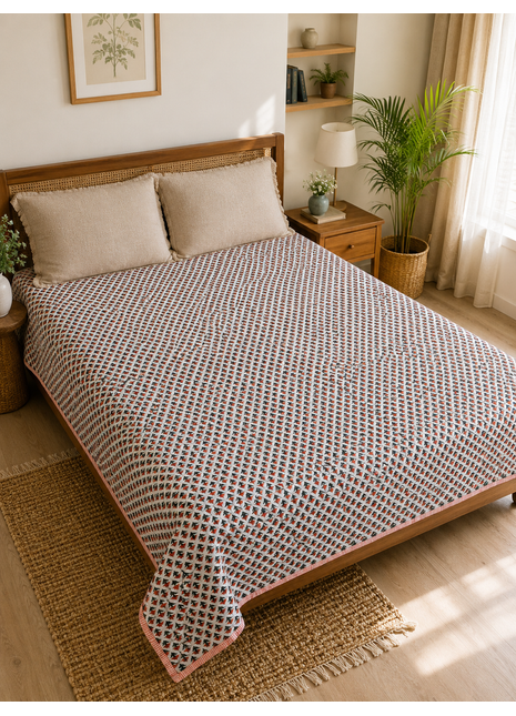 Reversible Floral Cotton Quilt – Handmade Double-Sided Printed Quilt