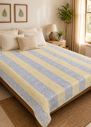 Handcrafted Reversible Cotton Quilt – Dual Print Floral Bedspread