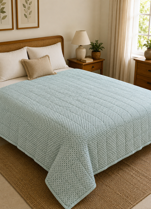 Premium Double-Sided Block Print Cotton Quilt – Reversible Summer Quilt
