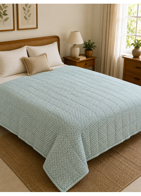 Premium Double-Sided Block Print Cotton Quilt – Reversible Summer Quilt