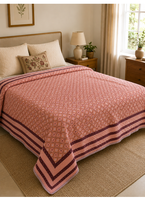 Reversible Floral Cotton Quilt – Handmade Double-Sided Printed Quilt