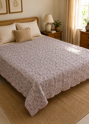 Reversible Floral Cotton Quilt – Handmade Double-Sided Printed Quilt