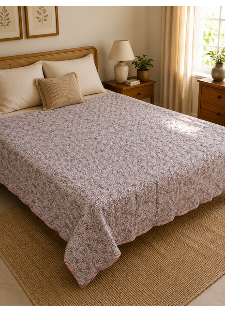Reversible Floral Cotton Quilt – Handmade Double-Sided Printed Quilt