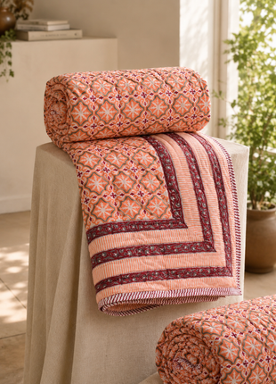 Reversible Floral Cotton Quilt – Handmade Double-Sided Printed Quilt