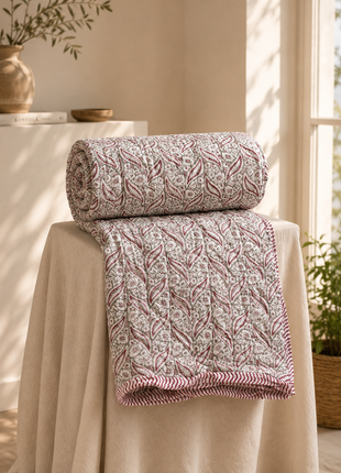 Reversible Floral Cotton Quilt – Handmade Double-Sided Printed Quilt