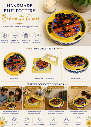 Blue Pottery Brainvita Game (Game 001)