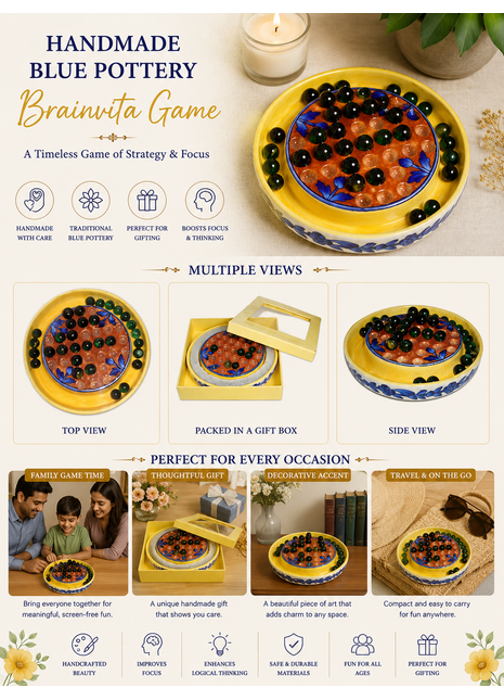 Blue Pottery Brainvita Game (Game 001)