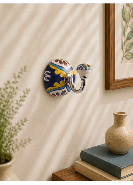Handmade Multicolor Ceramic Round Wall Hook