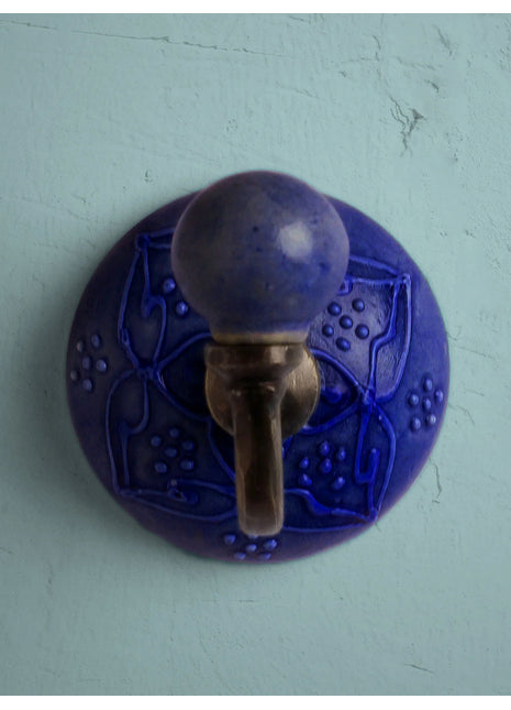 Decorative Purple Embossed Ceramic Round Coat Hook