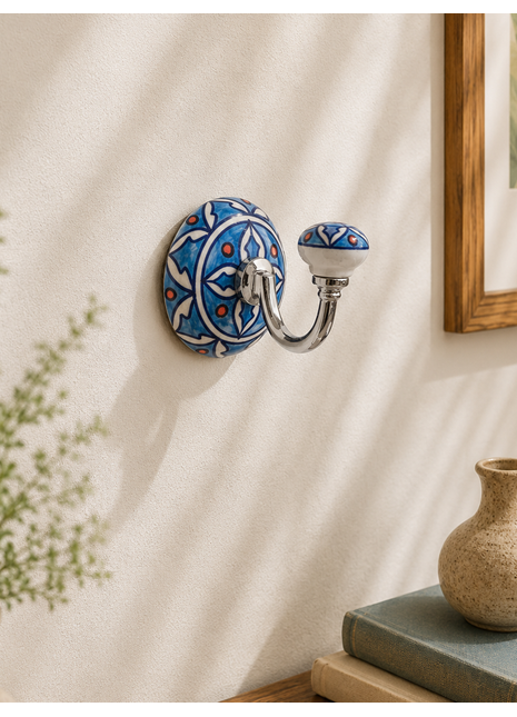Handmade Geometric Design Ceramic Round Wall Hook