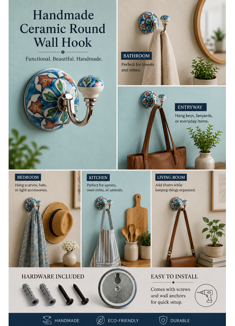 Handmade Ceramic Round Wall Hook/coat hook