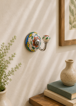 Multi flower Ceramic Decorative Wall Coat Hook