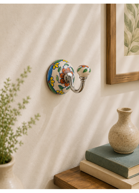 Multi flower Ceramic Decorative Wall Coat Hook