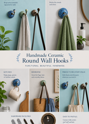 Handmade Ceramic Round Wall Hook